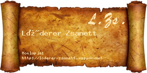 Lóderer Zsanett névjegykártya